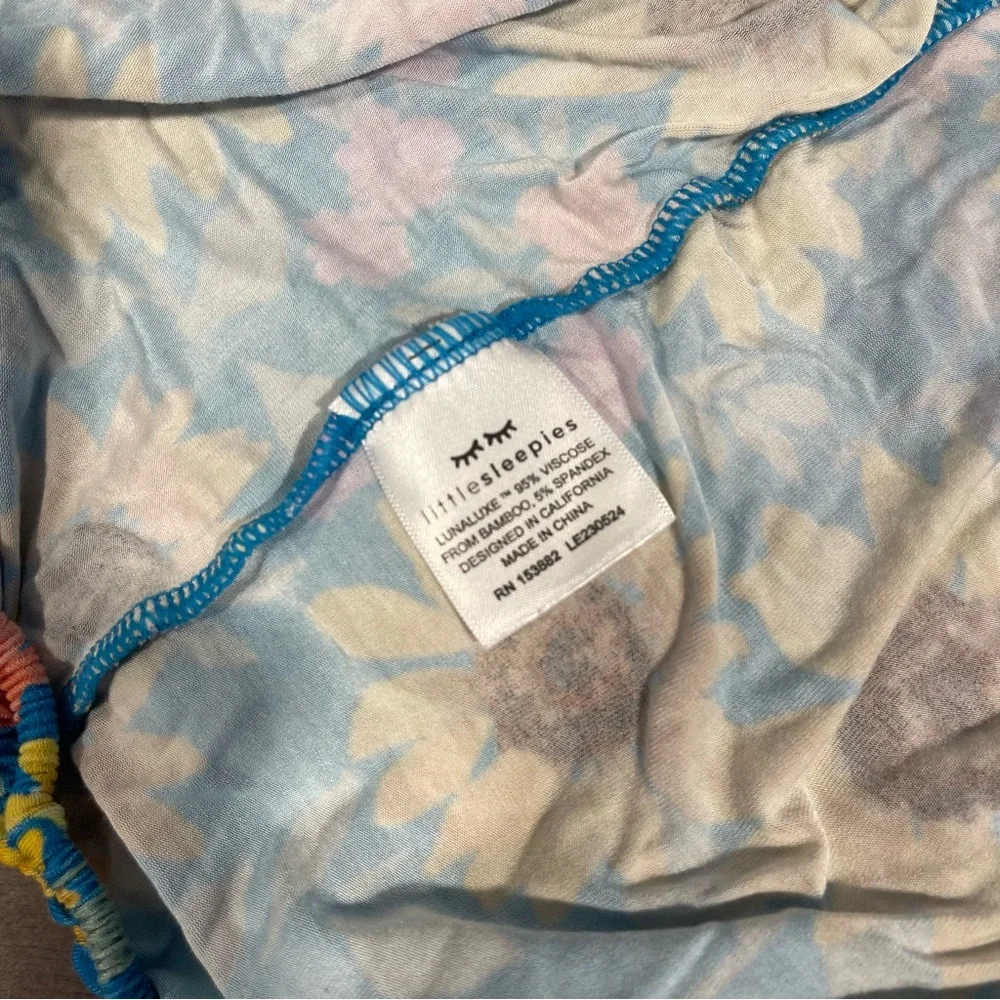 Little Sleepies fitted crib / toddler bed sheet Blue and Yellow Floral Fabric